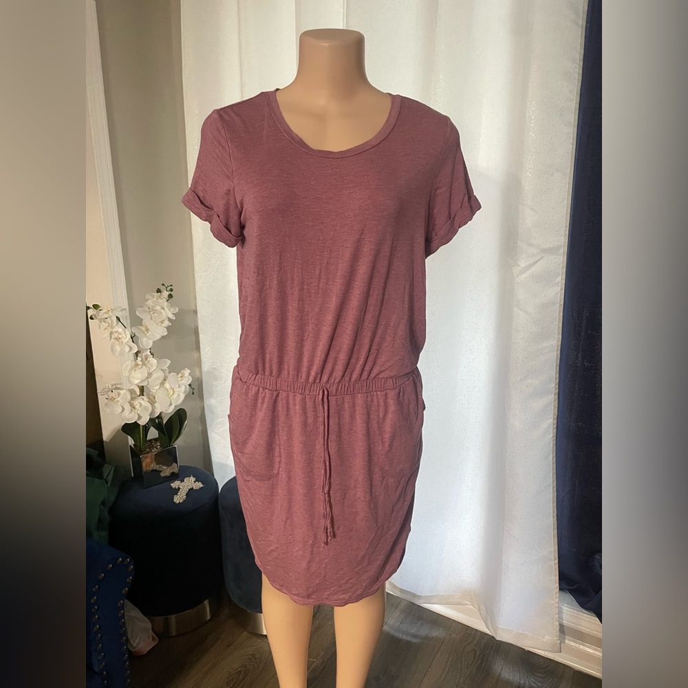 32 degrees Cool Stretch Casual Mauve T-Shirt Dress Comfy Relax Medium Pink